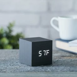 Gingko Black White LED Cube Click Clock