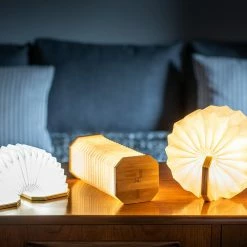 Gingko Smart Accordion Lamp Walnut