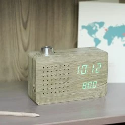 Gingko Radio Click Clock Ash/Green LED 10 Gingko Radio Click Clock Ash/Green LED