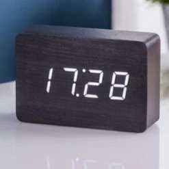 Gingko White LED Brick Black Click Clock