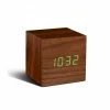 Gingko Walnut Green LED Cube Click Clock