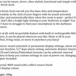 Gingko Ash Brick Click Clock With Green LED