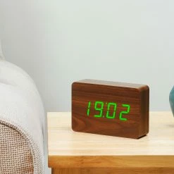 Gingko Walnut Green LED Brick Click Clock