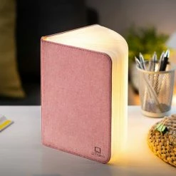 Gingko Mini Blush Pink Linen Fabric Smart Book Light