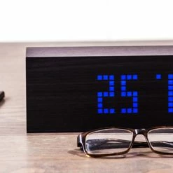Gingko Black Message Click Clock With Blue LED