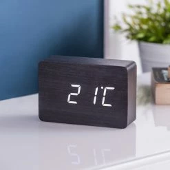 Gingko White LED Brick Black Click Clock 5 Gingko White LED Brick Black Click Clock