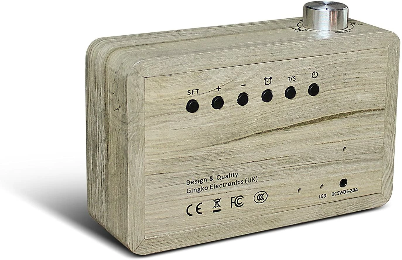 Gingko Radio Click Clock Ash/Green LED 3 Gingko Radio Click Clock Ash/Green LED