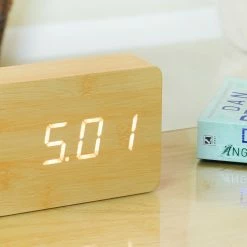 Gingko Beech White LED Brick Click Clock