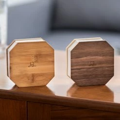 Gingko Smart Accordion Lamp Walnut