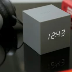 Gingko Grey Gravity Cube Click Clock