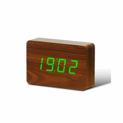 Gingko Walnut Green LED Brick Click Clock