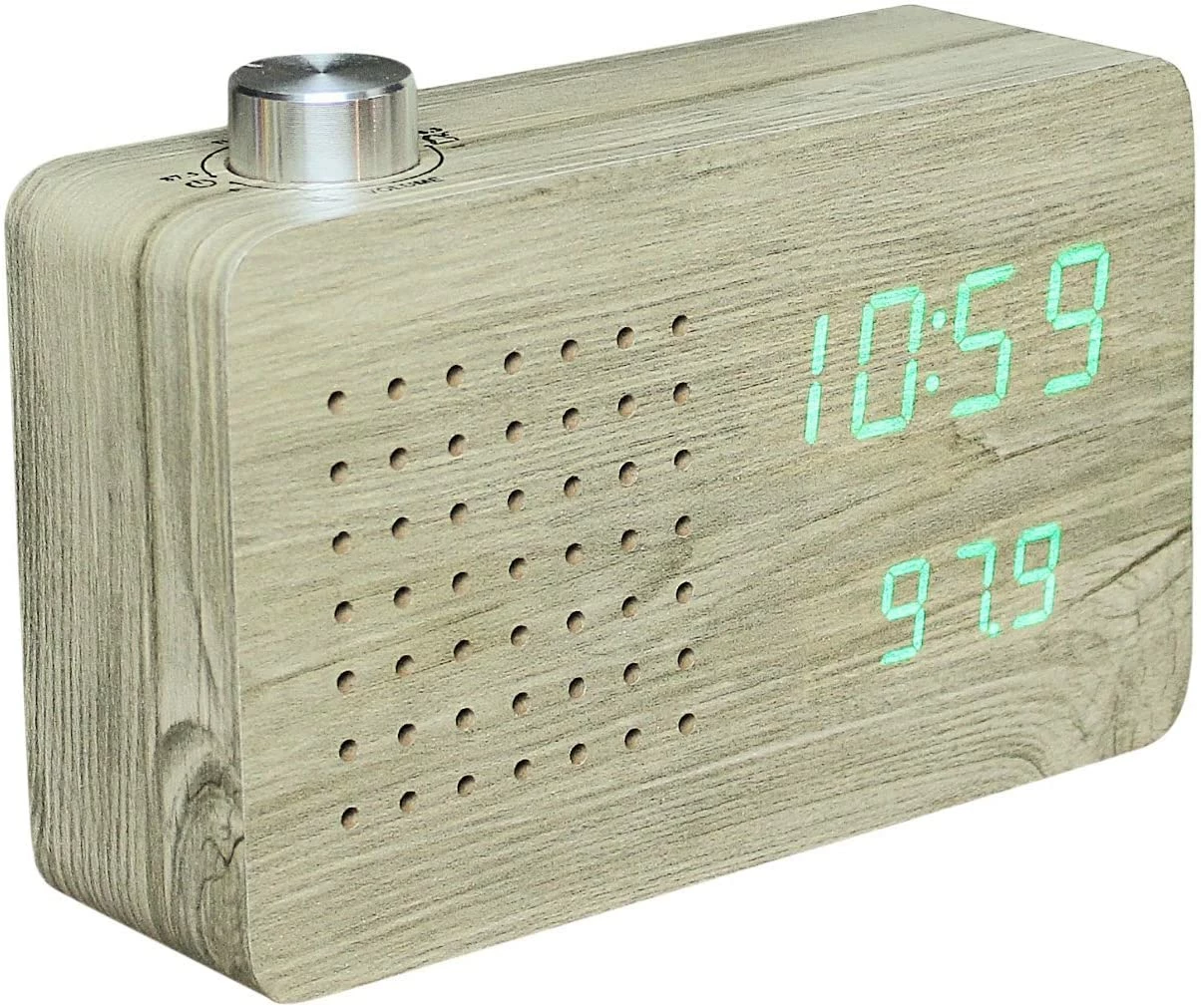 Gingko Radio Click Clock Ash/Green LED 1 Gingko Radio Click Clock Ash/Green LED