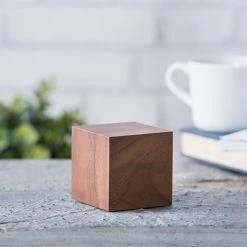 Gingko Walnut Green LED Cube Click Clock