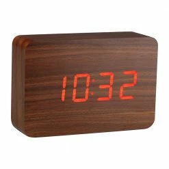 Gingko Walnut Red LED Brick Click Clock